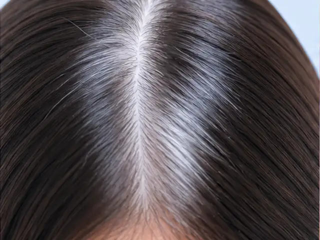 ภาพประกอบสังเคราะห์ระยะใกล้ของเส้นผมที่มีสีขาวบางส่วน